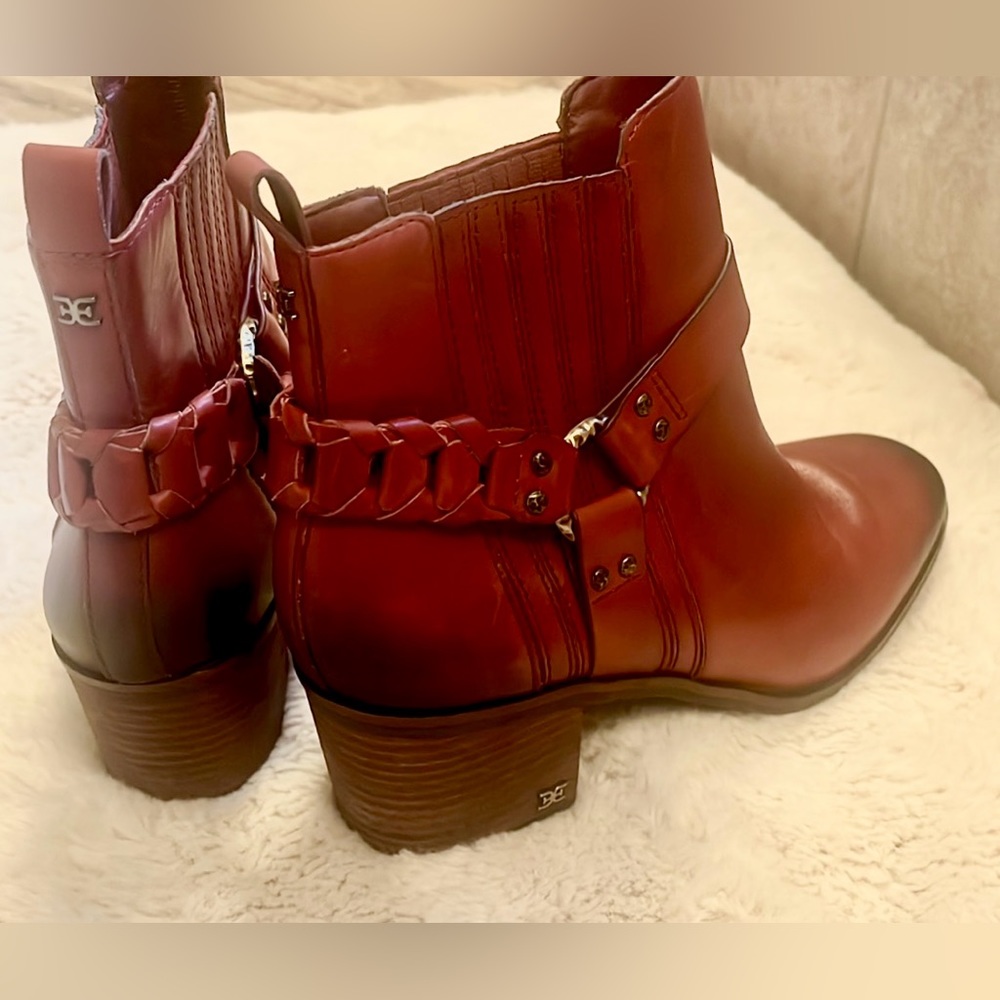 Sam Edelman red leather harness boots